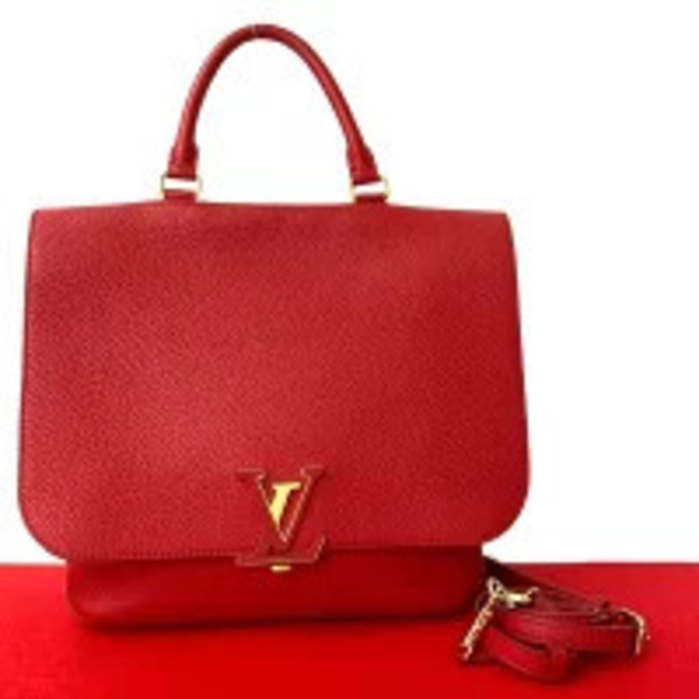 LOUIS VUITTON Volta Taurillon Leather Handbag Shoulder Bag Tote Red
